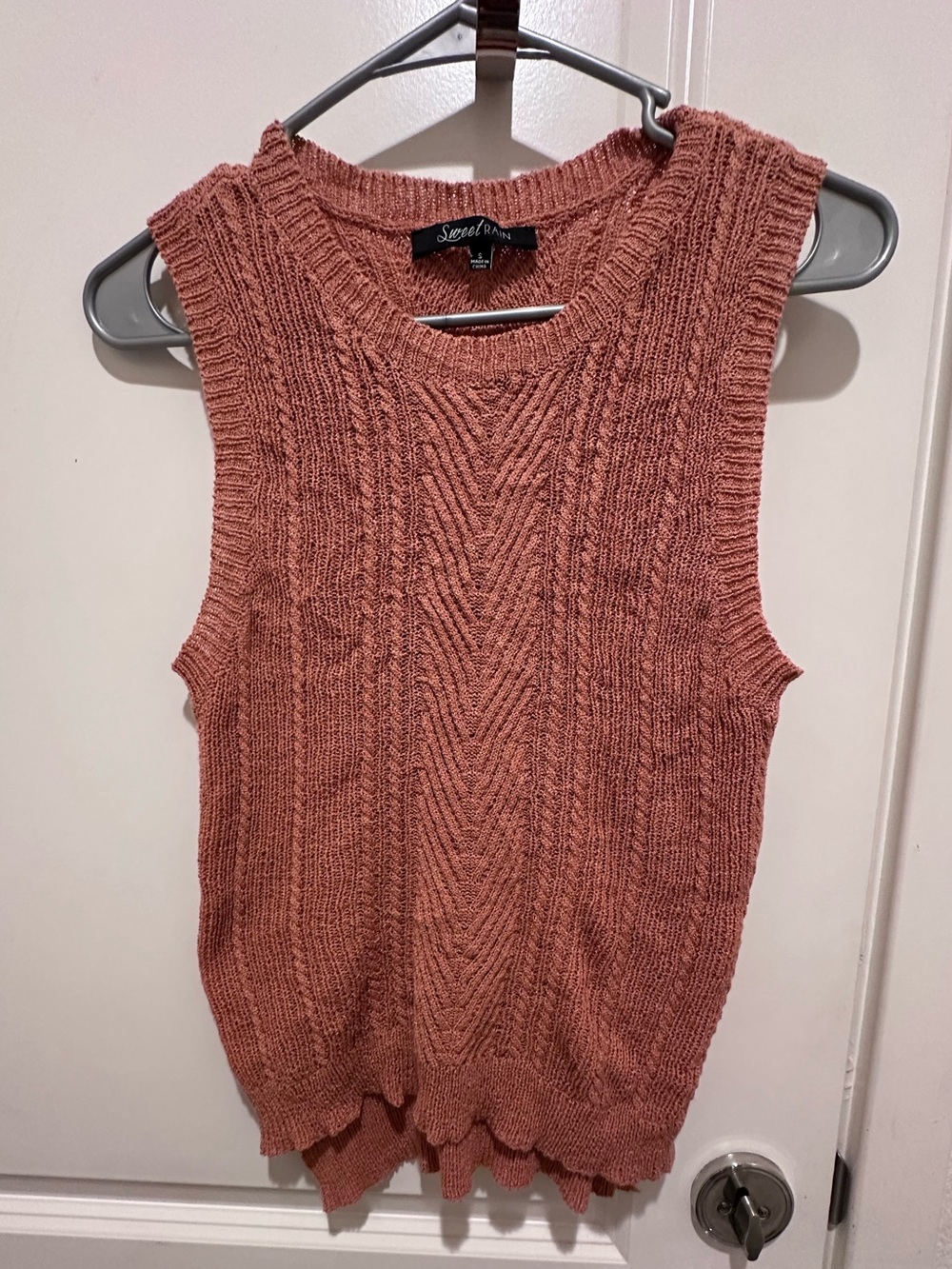 Sweet Rain Sleeveless Knit Tank in Terracotta
